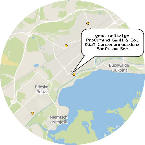 Kartenausschnitt für die Firma gemeinnützige ProCurand GmbH & Co. KGaA Seniorenresidenz Sanft am See