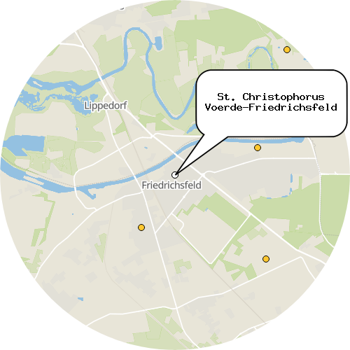 Kartenausschnitt für die Firma St. Christophorus Voerde-Friedrichsfeld