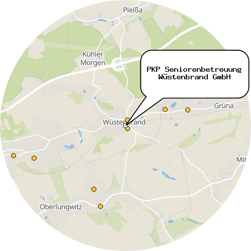 Kartenausschnitt für die Firma PKP Seniorenbetreuung Wüstenbrand GmbH