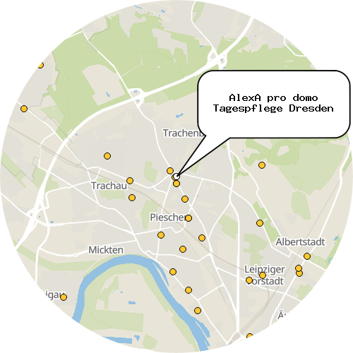 Kartenausschnitt für die Firma AlexA pro domo Tagespflege Dresden