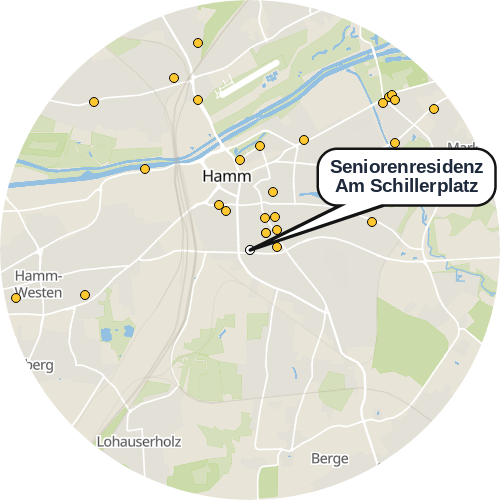 Kartenausschnitt für die Firma Seniorenresidenz Am Schillerplatz