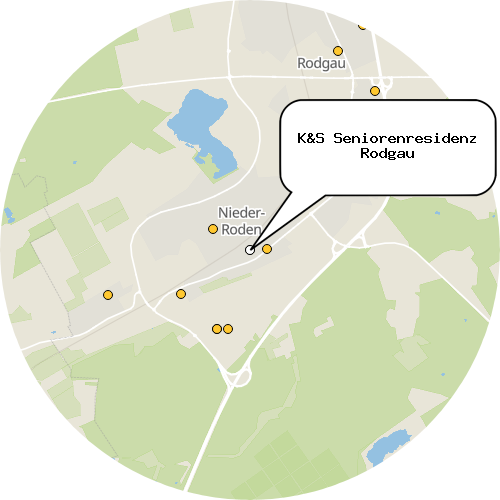 Kartenausschnitt für die Firma K&S Seniorenresidenz Rodgau