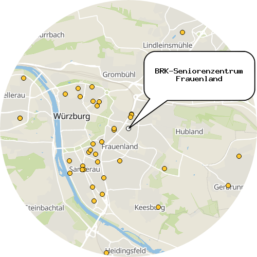 Kartenausschnitt für die Firma BRK-Seniorenzentrum Frauenland