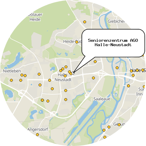 Kartenausschnitt für die Firma Seniorenzentrum AGO Halle-Neustadt