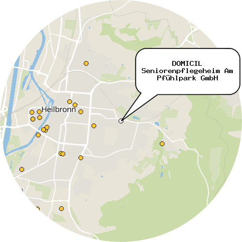 Kartenausschnitt für die Firma DOMICIL Seniorenpflegeheim Am Pfühlpark GmbH