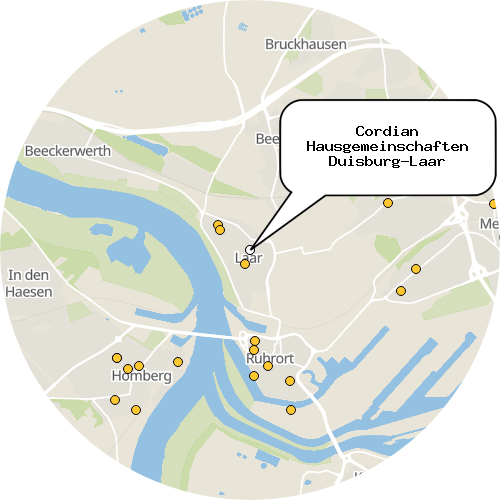Kartenausschnitt für die Firma Cordian Hausgemeinschaften Duisburg-Laar