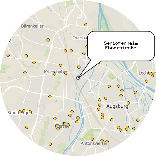 Kartenausschnitt für die Firma Seniorenheim Ebnerstraße