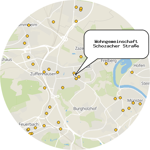 Kartenausschnitt für die Firma Wohngemeinschaft Schozacher Straße