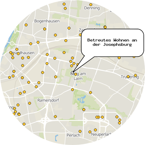 Kartenausschnitt für die Firma Betreutes Wohnen an der Josephsburg