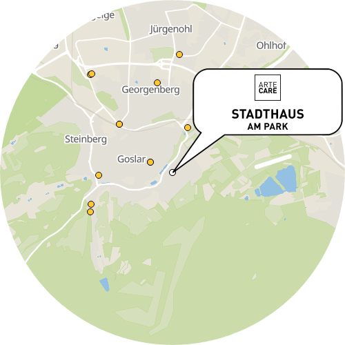 Kartenausschnitt für die Firma ArteCare Stadthaus am Park