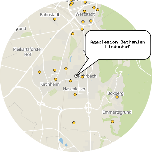 Kartenausschnitt für die Firma Agaplesion Bethanien Lindenhof
