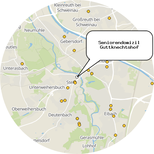 Kartenausschnitt für die Firma Seniorendomizil Guttknechtshof