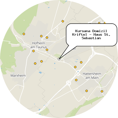 Kartenausschnitt für die Firma Kursana Domizil Kriftel - Haus St. Sebastian