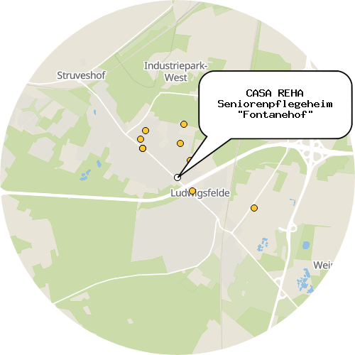 Kartenausschnitt für die Firma CASA REHA Seniorenpflegeheim "Fontanehof"