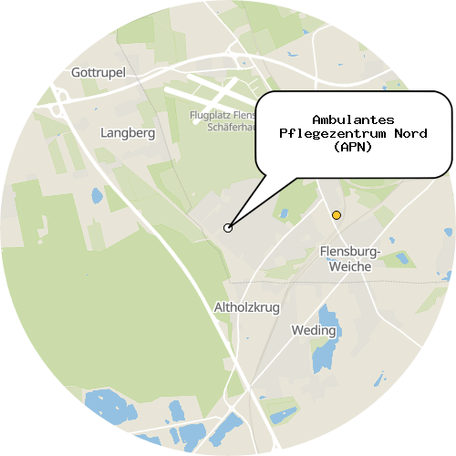 Kartenausschnitt für die Firma Ambulantes Pflegezentrum Nord (APN)