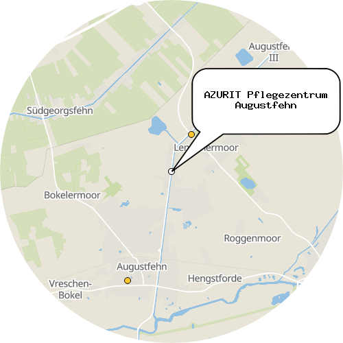 Kartenausschnitt für die Firma AZURIT Pflegezentrum Augustfehn