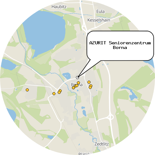 Kartenausschnitt für die Firma AZURIT Seniorenzentrum Borna