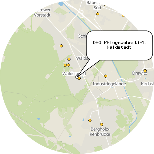 Kartenausschnitt für die Firma DSG Pflegewohnstift Waldstadt