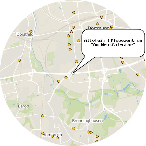 Kartenausschnitt für die Firma Alloheim Pflegezentrum "Am Westfalentor"