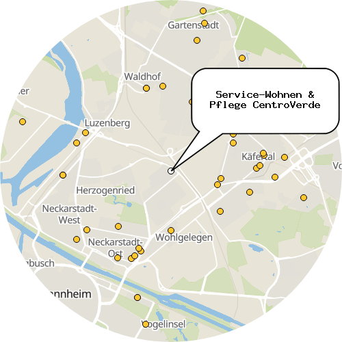 Kartenausschnitt für die Firma Service-Wohnen & Pflege CentroVerde