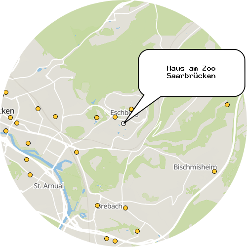 Kartenausschnitt für die Firma Haus am Zoo Saarbrücken