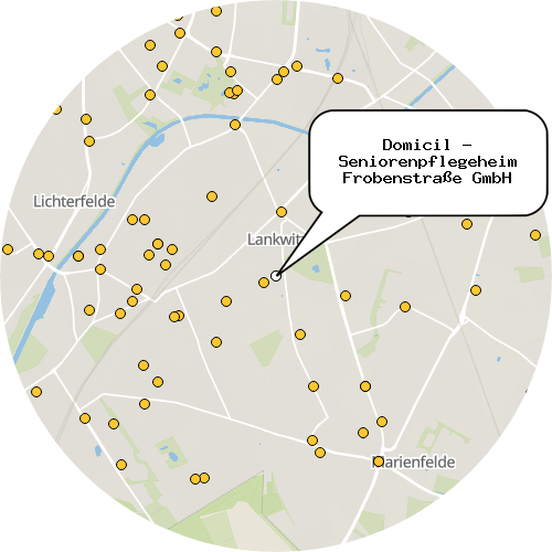 Kartenausschnitt für die Firma Domicil - Seniorenpflegeheim Frobenstraße GmbH