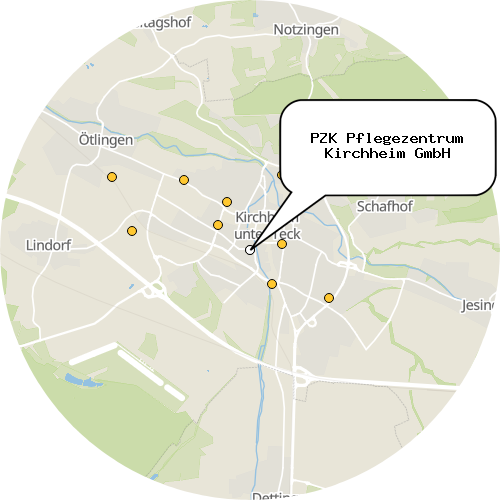 Kartenausschnitt für die Firma PZK Pflegezentrum Kirchheim GmbH