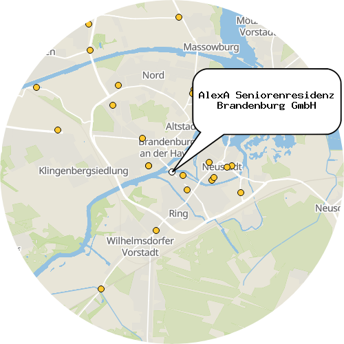 Kartenausschnitt für die Firma AlexA Seniorenresidenz Brandenburg GmbH