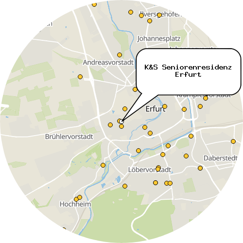 Kartenausschnitt für die Firma K&S Seniorenresidenz Erfurt