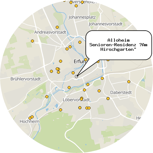 Kartenausschnitt für die Firma Alloheim Senioren-Residenz „Am Hirschgarten"