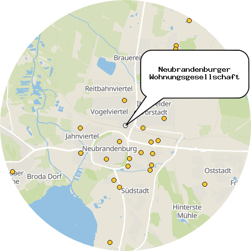Kartenausschnitt für die Firma Neubrandenburger Wohnungsgesellschaft