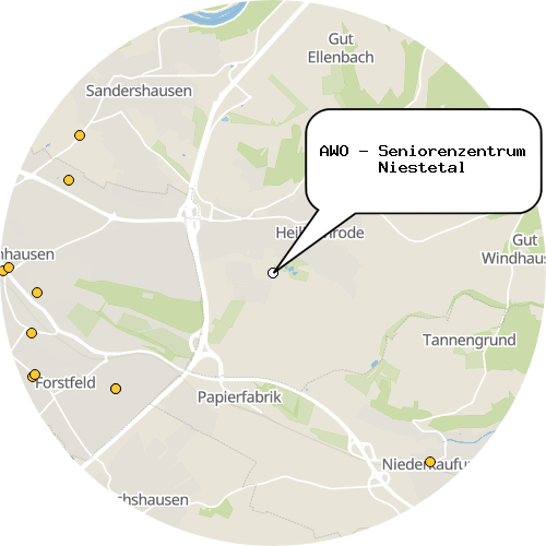 Kartenausschnitt für die Firma AWO - Seniorenzentrum Niestetal