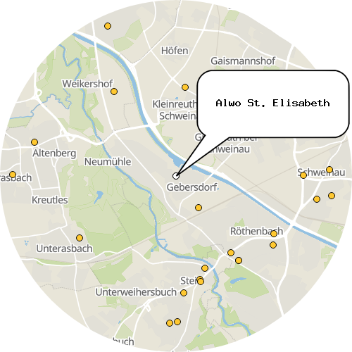 Kartenausschnitt für die Firma Alwo St. Elisabeth