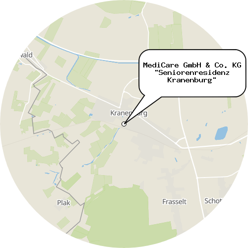 Kartenausschnitt für die Firma MediCare GmbH & Co. KG "Seniorenresidenz Kranenburg"
