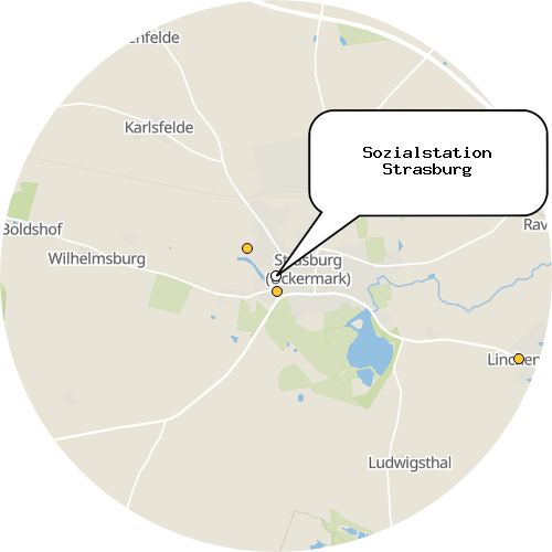 Kartenausschnitt für die Firma Sozialstation Strasburg