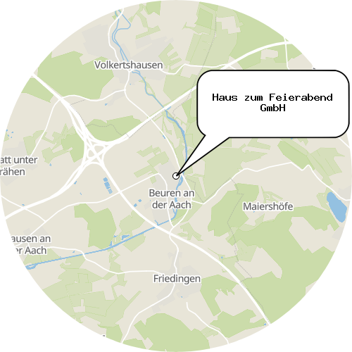 Kartenausschnitt für die Firma Haus zum Feierabend GmbH