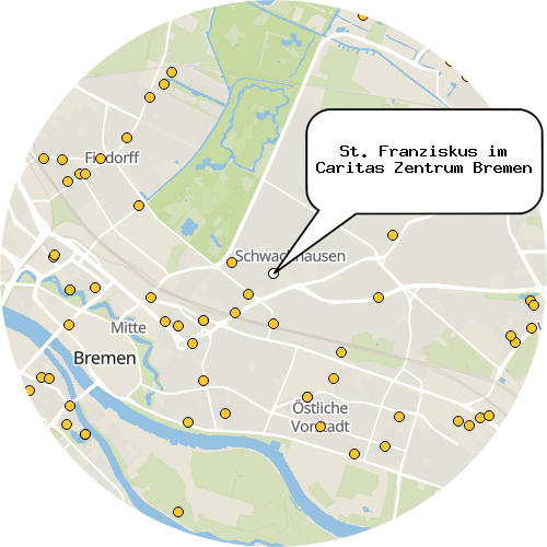 Kartenausschnitt für die Firma St. Franziskus im Caritas Zentrum Bremen