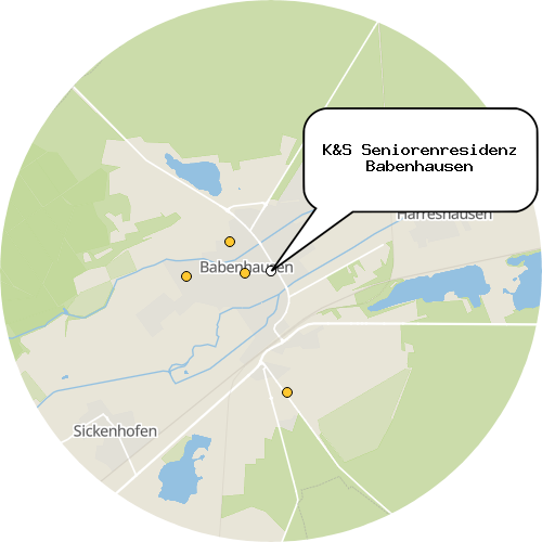 Kartenausschnitt für die Firma K&S Seniorenresidenz Babenhausen
