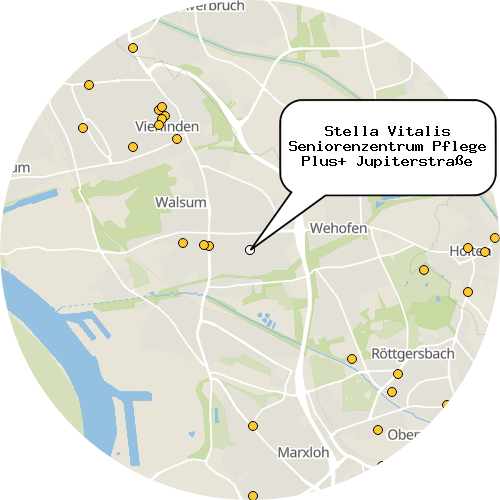 Kartenausschnitt für die Firma Stella Vitalis Seniorenzentrum Pflege Plus+ Jupiterstraße