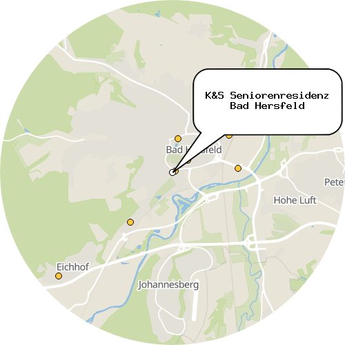 Kartenausschnitt für die Firma K&S Seniorenresidenz Bad Hersfeld
