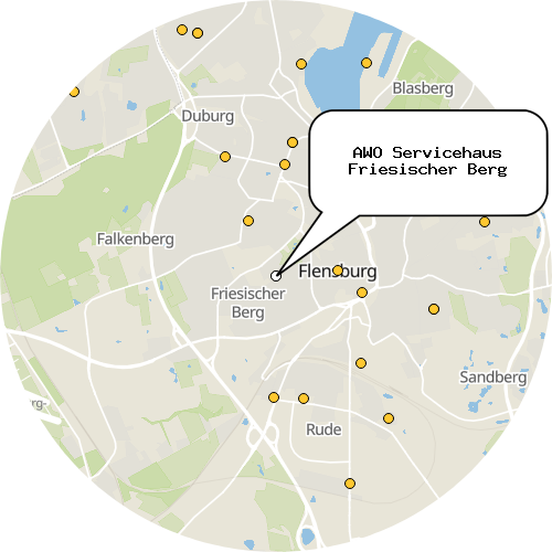 Kartenausschnitt für die Firma AWO Servicehaus Friesischer Berg