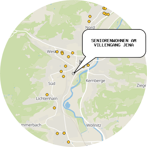 Kartenausschnitt für die Firma SENIORENWOHNEN AM VILLENGANG JENA