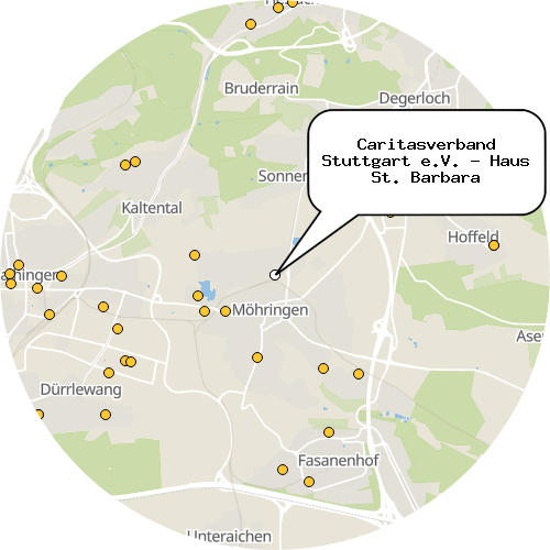 Kartenausschnitt für die Firma Caritasverband Stuttgart e.V. - Haus St. Barbara