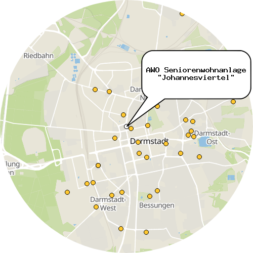 Kartenausschnitt für die Firma AWO Seniorenwohnanlage "Johannesviertel"