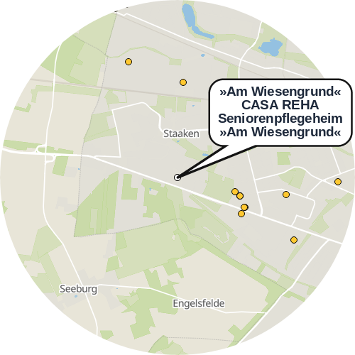 Kartenausschnitt für die Firma »Am Wiesengrund« 	 CASA REHA Seniorenpflegeheim »Am Wiesengrund«