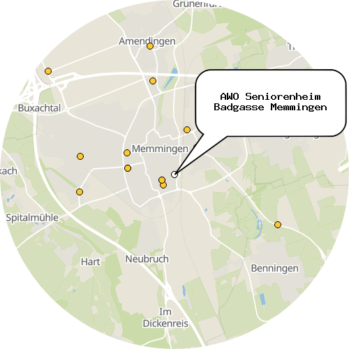 Kartenausschnitt für die Firma AWO Seniorenheim Badgasse Memmingen