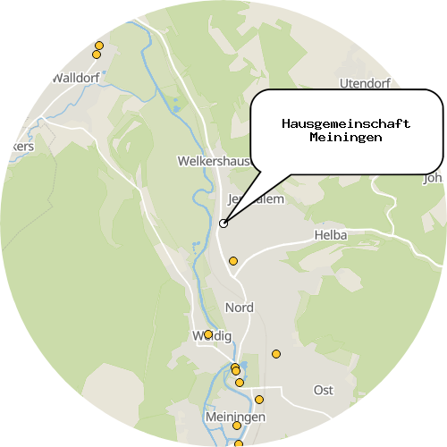 Kartenausschnitt für die Firma Hausgemeinschaft Meiningen