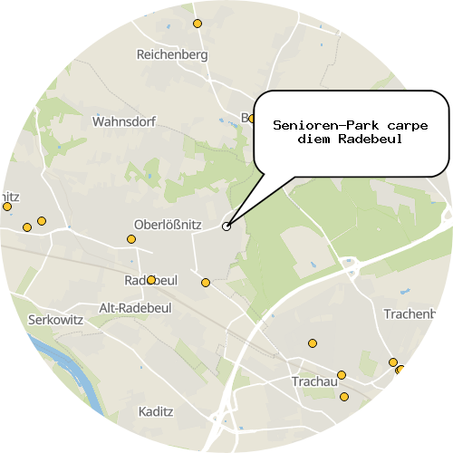 Kartenausschnitt für die Firma Senioren-Park carpe diem Radebeul
