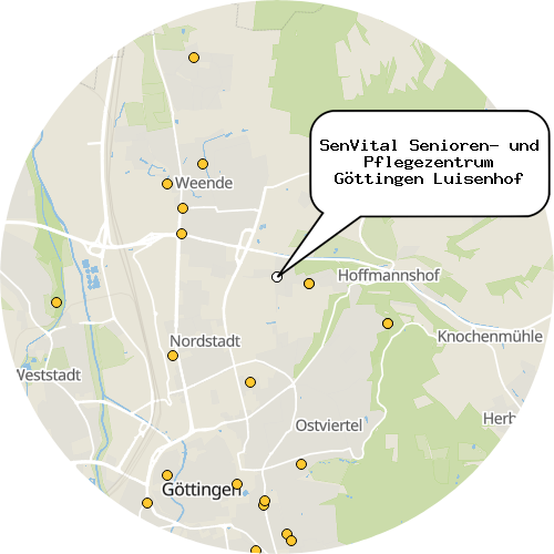 Kartenausschnitt für die Firma SenVital Senioren- und Pflegezentrum Göttingen Luisenhof