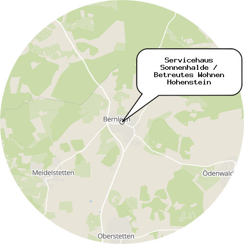 Kartenausschnitt für die Firma Servicehaus Sonnenhalde / Betreutes Wohnen Hohenstein